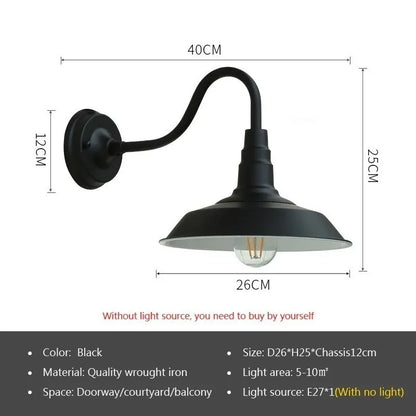 Retro Waterproof LED Wall Lamp Outdoor Courtyard Villa Garden