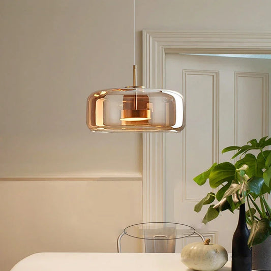 Modern Glass Led Pendant Light "Cognac" Smokey Grey