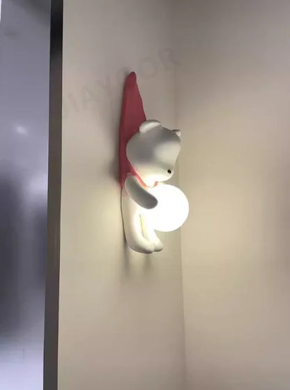 Resin Wall Lamp Light Cute Little Bear Design Children's Room