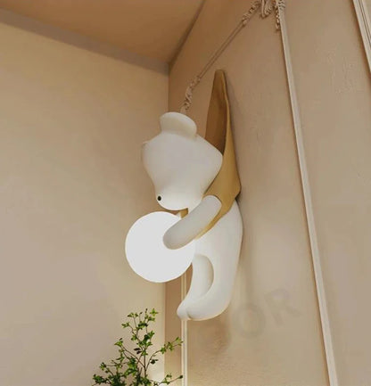 Resin Wall Lamp Light Cute Little Bear Design Children's Room