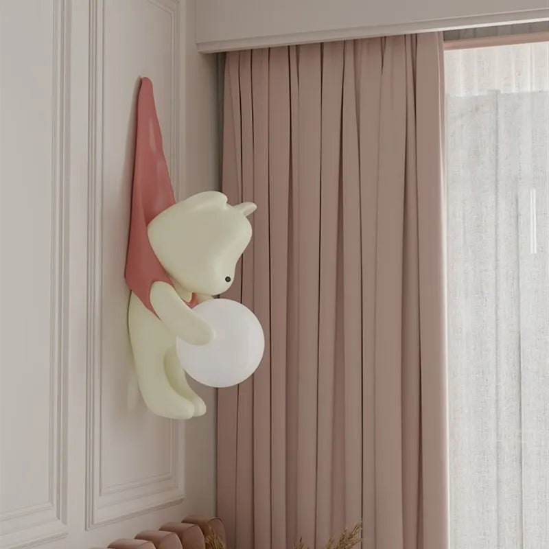 Resin Wall Lamp Light Cute Little Bear Design Children's Room