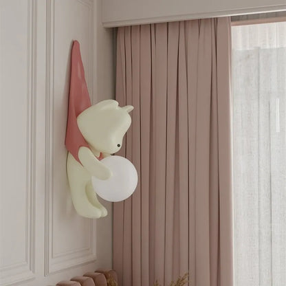 Resin Wall Lamp Light Cute Little Bear Design Children's Room