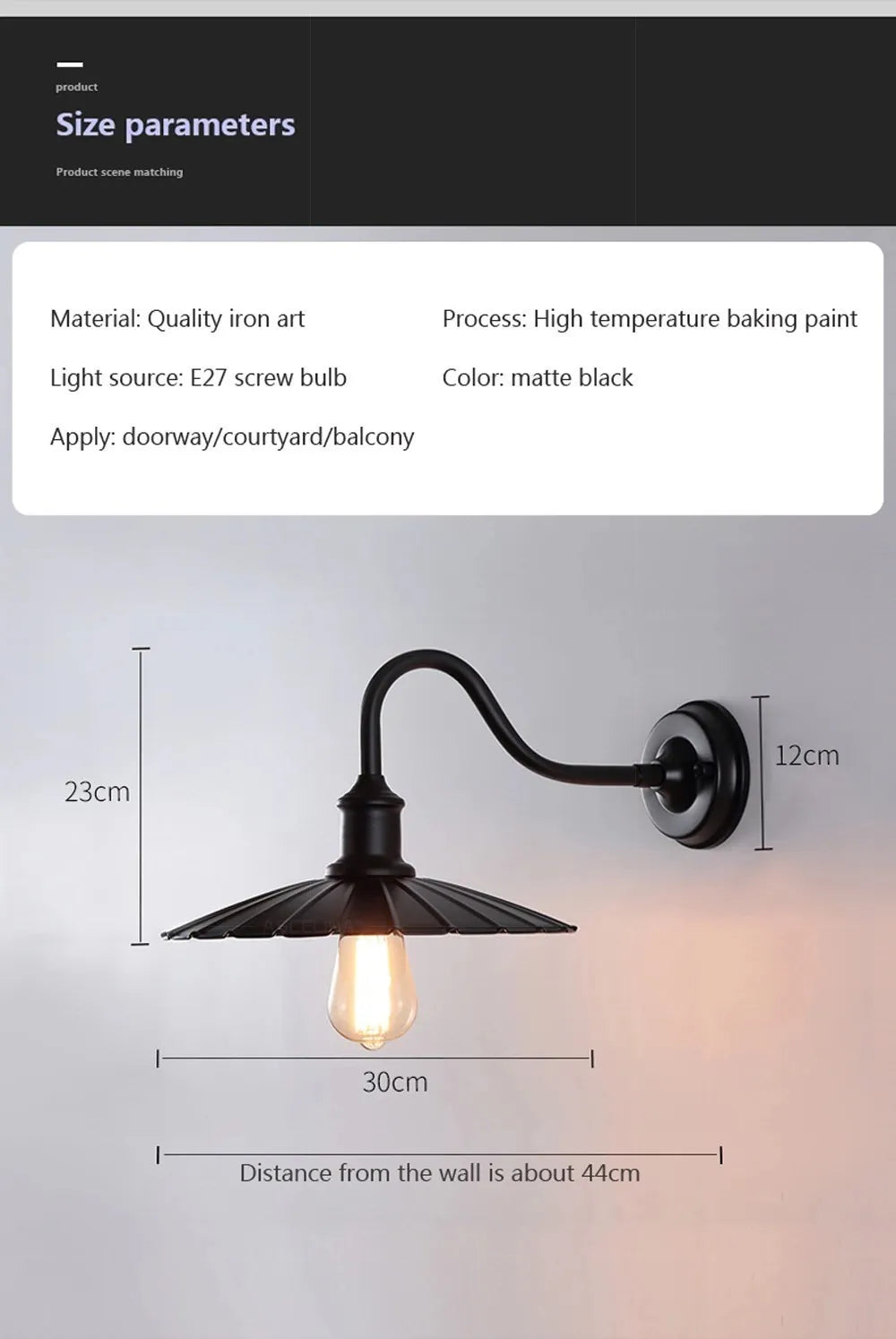 Retro Waterproof LED Wall Lamp Outdoor Courtyard Villa Garden