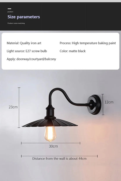 Retro Waterproof LED Wall Lamp Outdoor Courtyard Villa Garden
