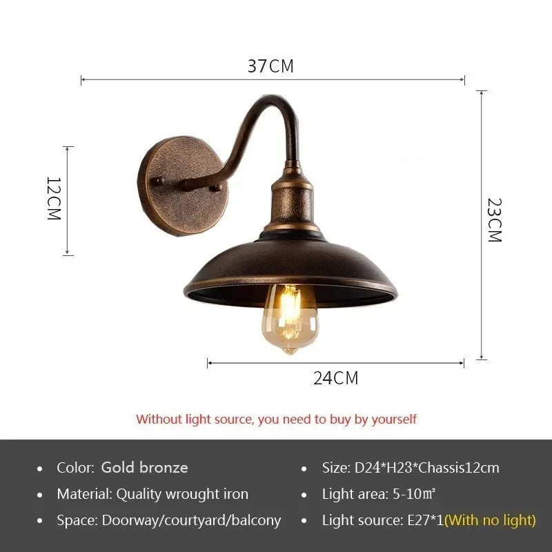 Retro Waterproof LED Wall Lamp Outdoor Courtyard Villa Garden