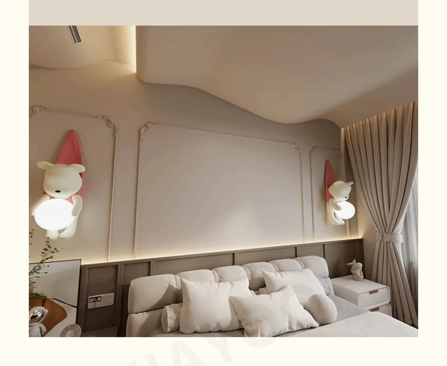 Resin Wall Lamp Light Cute Little Bear Design Children's Room